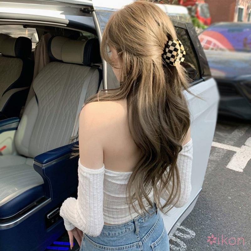 Áo Croptop Trễ Vai Tay Dài Màu Sắc Thanh Lịch