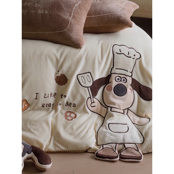 set ga nỉ nhung cao cấp IGUN BEDDING kèm gối decor