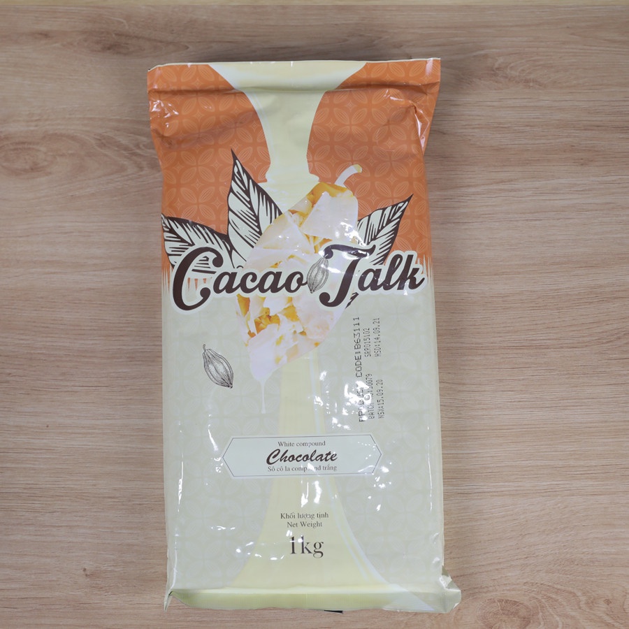 Socola Compound Trắng Dạng Khối Cacao Talk 1kg - Thời tiết nóng dễ khiến socola bị mềm, quý khách cân nhắc khi mua