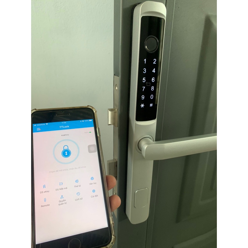 Khóa vân tay cửa nhôm Xingfa thông minh A300F dùng app TTLOCK - Phù hợp cửa nhôm XINGFA và cửa gỗ - BH 12 tháng