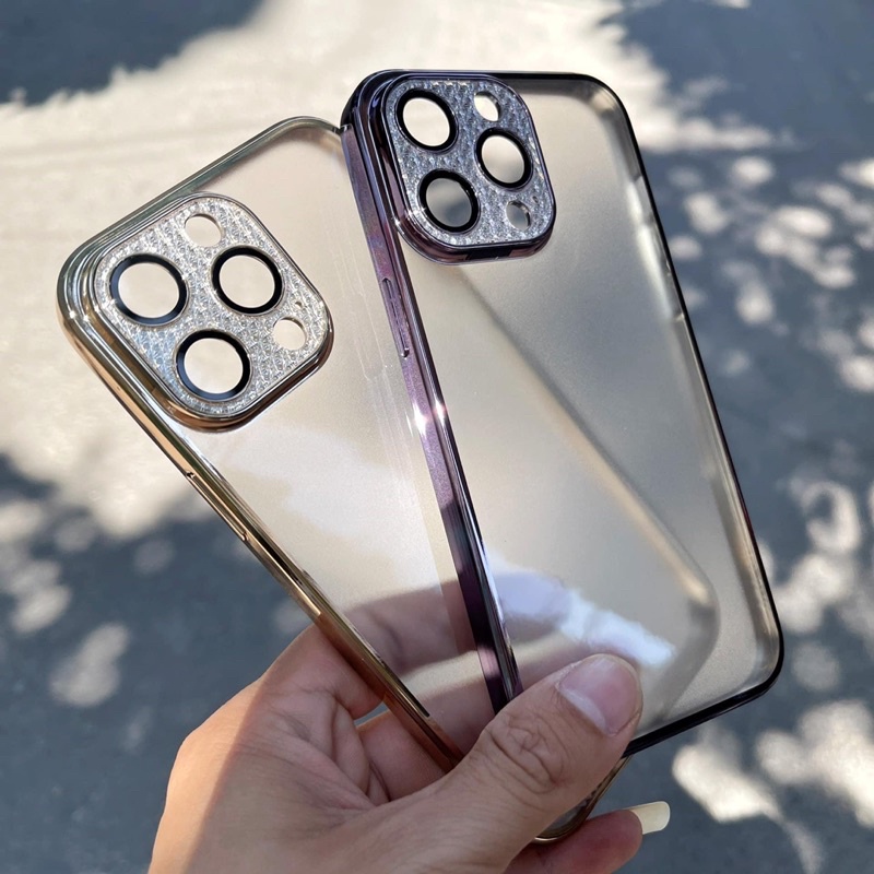 Ốp lưng kèm khung bảo vệ Lens Camera Sulada cho Smar IPhone14 /14 Pro Max / 12 / 13 Pro Max, lưng nhám viền mầu theo máy