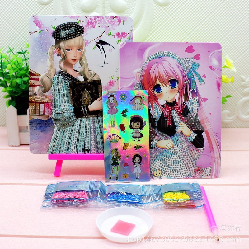 Set 2 tranh đính hạt hình công chúa DIY rèn luyện sự khéo tay