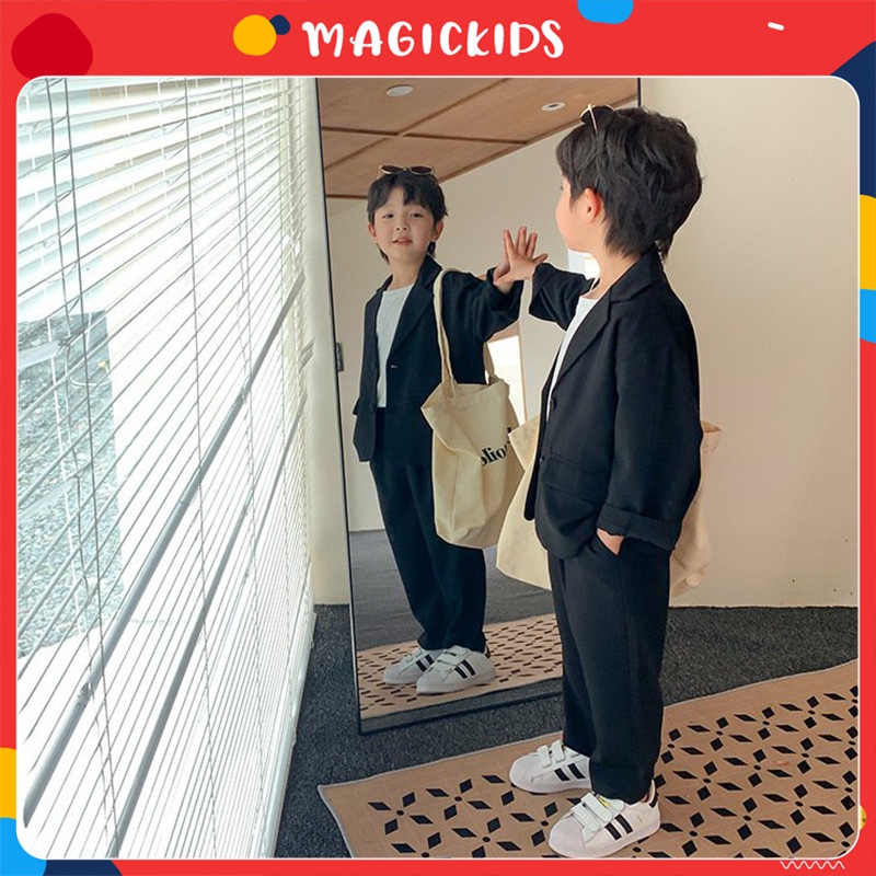Set bộ vest bé trai Hàn Quốc cao cấp Magickids gồm áo vest dài tay quần dài Quần áo trẻ em đi chơi, sự kiện BR22040
