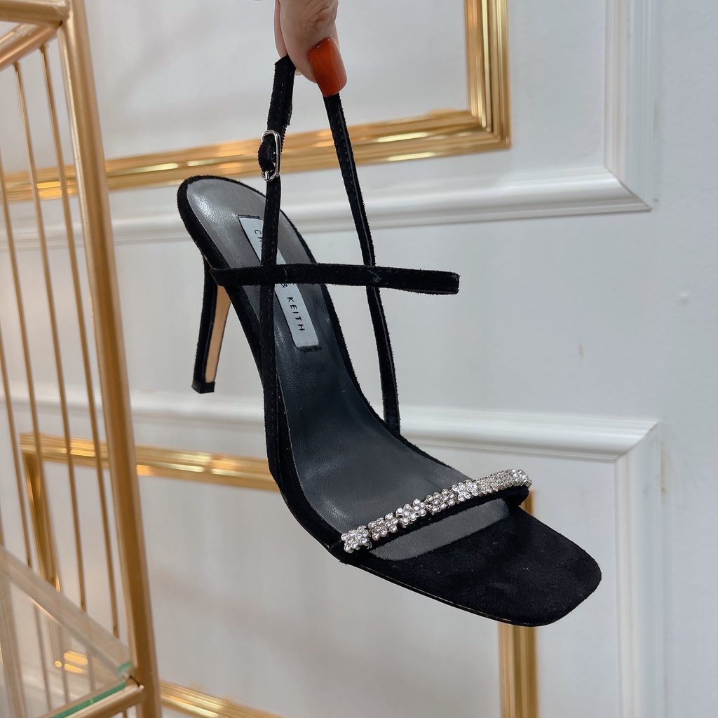 Sandal ck quai đá ngang gót nhọn 7 cm spsl fullbox bill túi giấy