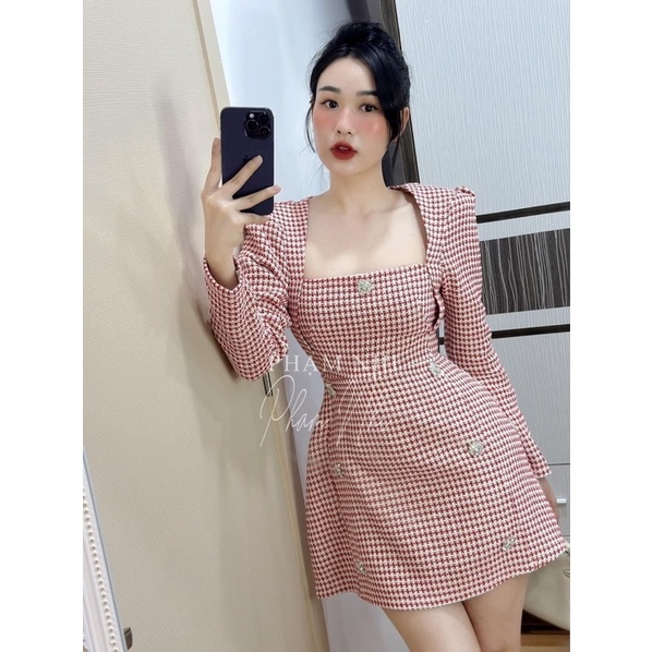 VÁY DẠ TWEET ĐỎ THU ĐÔNG DIỆN NOEL TẾT XINH CHO NÀNG