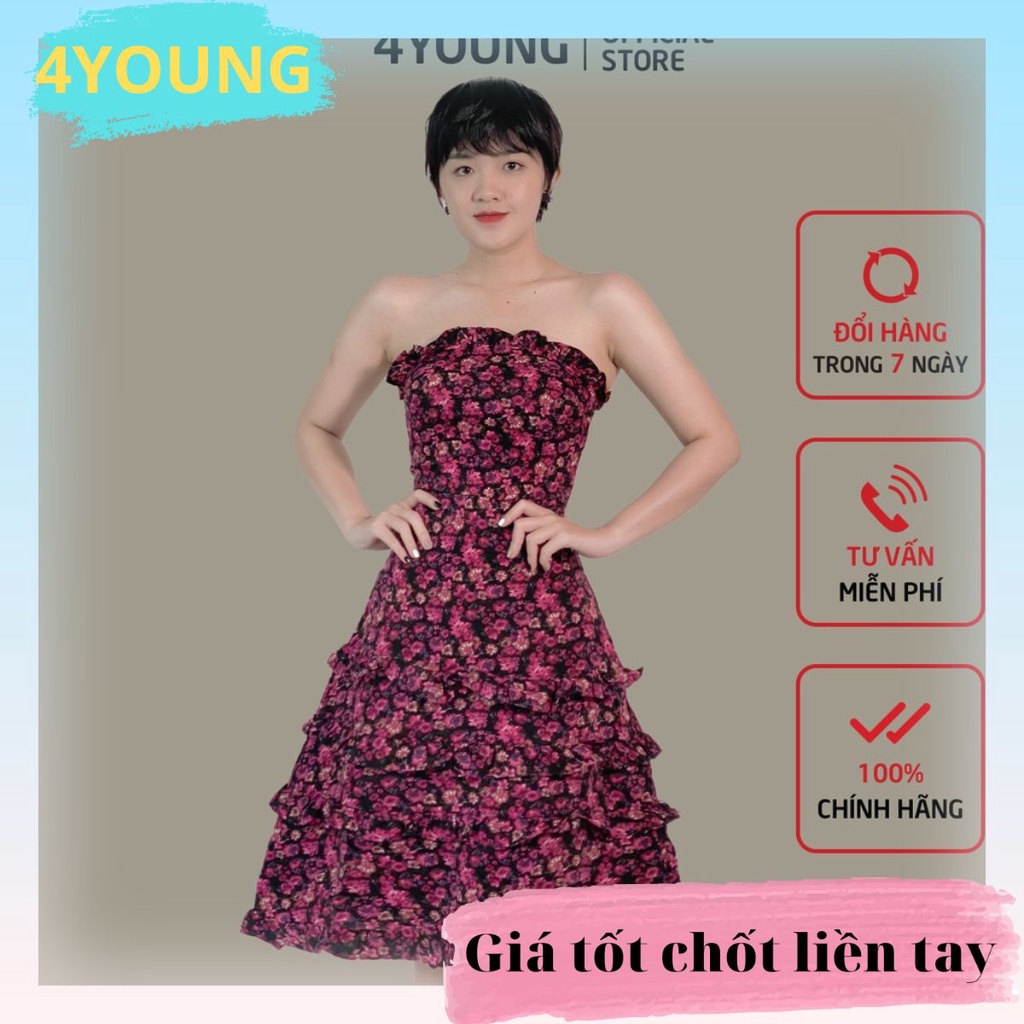 Đầm Maxi hoa cúp ngực cao cấp dự tiệc thiết kế thời trang 4YOUNG D2148