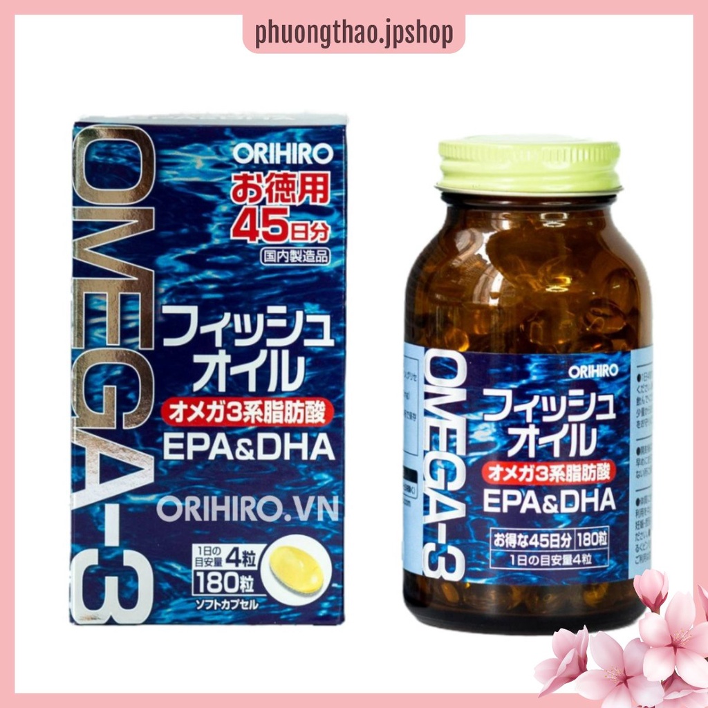 Viên uống dầu cá omega-3 hỗ trợ tim mạch Orihiro Nhật Bản hộp 180 viên - PHUONGTHAO.JPSHOP