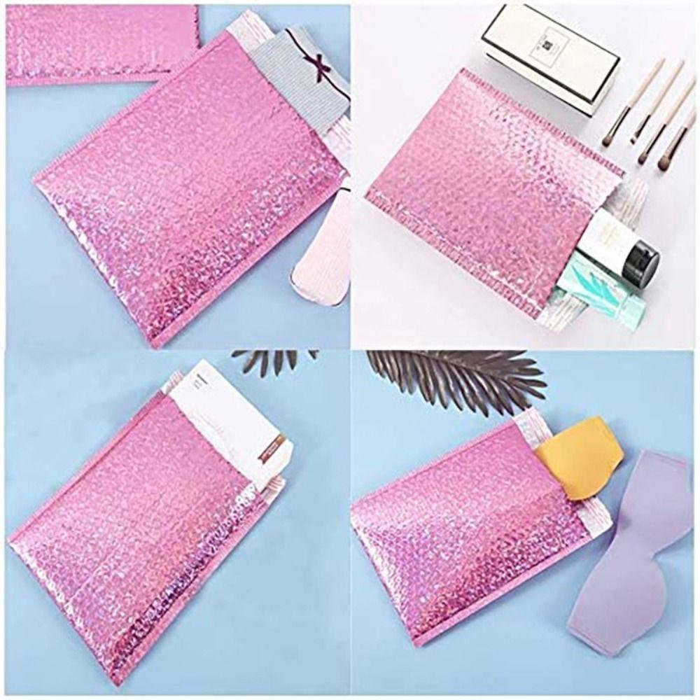 Set 10 Túi Bong Bóng Tự Dính Chống Thấm Nước Màu Hồng Đỏ|Phong Bì Có Đệm Khí