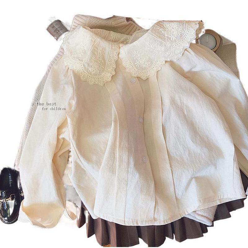 Áo Sơ Mi Tay Dài Phồng Dáng Rộng Thời Trang Hàn Quốc Dành Cho Bé Gái