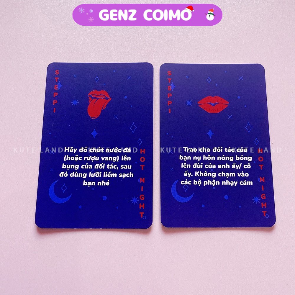 Bộ bài tình yêu Hot Night dành cho cặp đôi có 10 kiểu hôn và 6 kiểu yêu giúp hâm nóng tình yêu COIMO