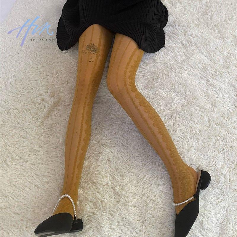 Quần Tất Lụa Mỏng Phối Ren Màu Đen Phong Cách lolita Thời Trang Xuân Hè Cho Nữ