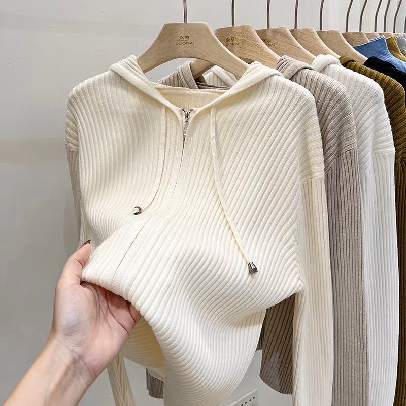 Áo khoác dệt kim khóa kéo giống Jennie Blackpink