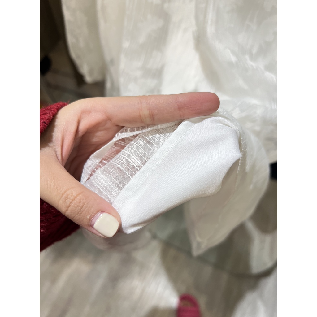 Váy đầm Babydoll trắng cổ tàu tiểu thư dài tay phù hợp đi chơi nhẹ nhàng