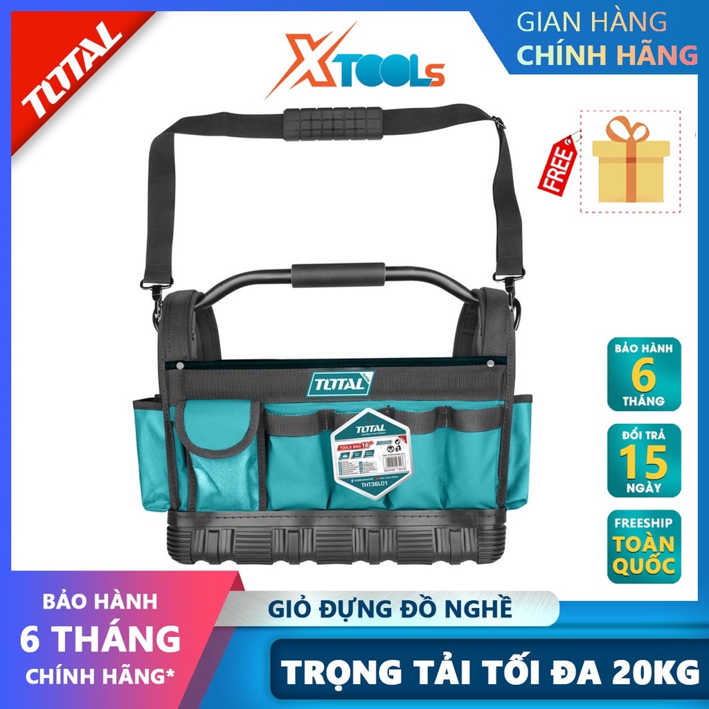 Giỏ đựng đồ nghề TOTAL THT36L01 | Túi đựng công cụ kích thước 16 inch túi đựng dụng cụ 21 ngăn chất liệu polyester 600D