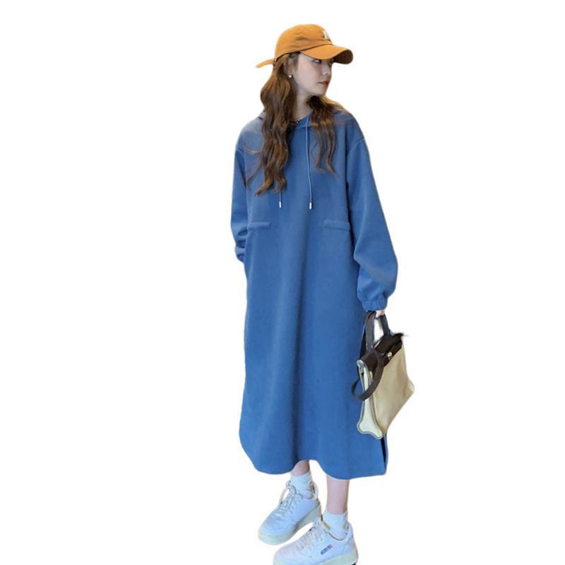 Đầm Nỉ Nữ Dài Tay Có Mũ Thời Trang Hàn