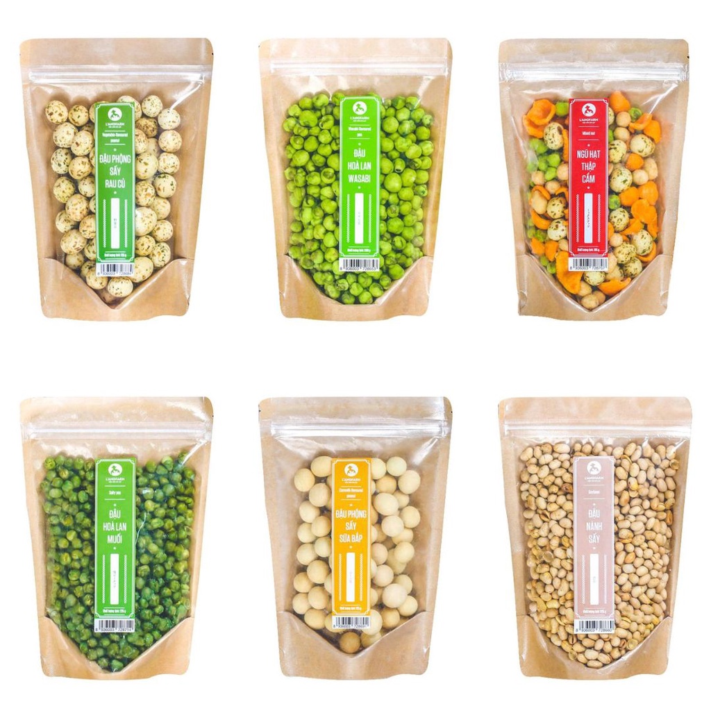 Đậu Nành/Đậu Phộng/Đậu Hà Lan/Ngũ Hạt Sấy Thập Cẩm/Rau Củ/Sữa Bắp Langfarm Gói 225G