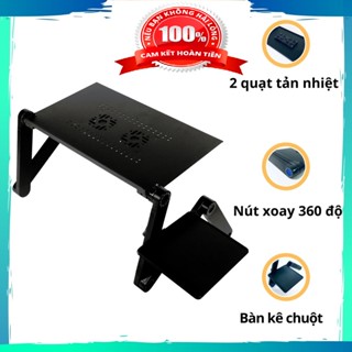 Bàn kê Laptop Di Động Có Bàn Di Chuột .Tích Hợp Gấp Gọn đa năng xoay 360 độ kèm quạt đôi tản nhiệt hợp kim nhôm