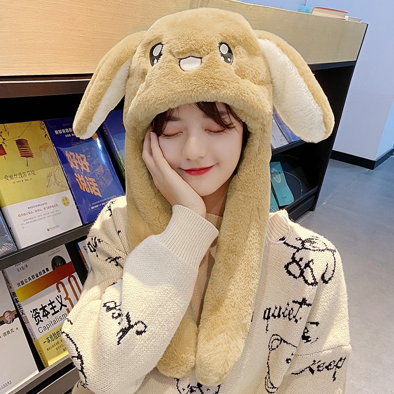 Mũ Tai Thỏ Nhồi Bông Thu Đông Và Khăn Choàng Cổ Dễ Thương Thu Đông