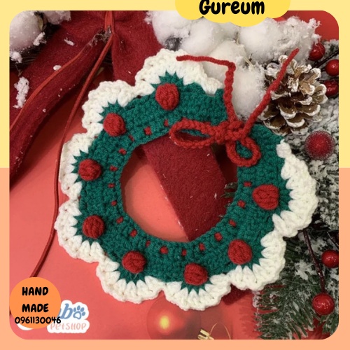 Yếm noel, yếm cây thông gắn bombom cho thú cưng cún,mèo,thỏ,bọ ú...