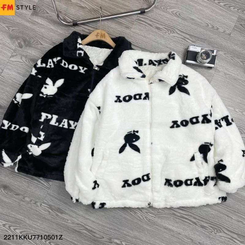 Áo khoác lông cổ 3P FM Style in thỏ chất lông mềm mịn thời trang mùa đông phong cách Ulzzang
