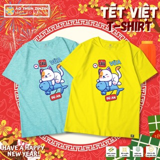 Áo thun tết mèo ôm cá cổ tròn 100 phần trăm cotton 4 chiều mềm mịn, thoáng mát, thấm hút mồ hôi
