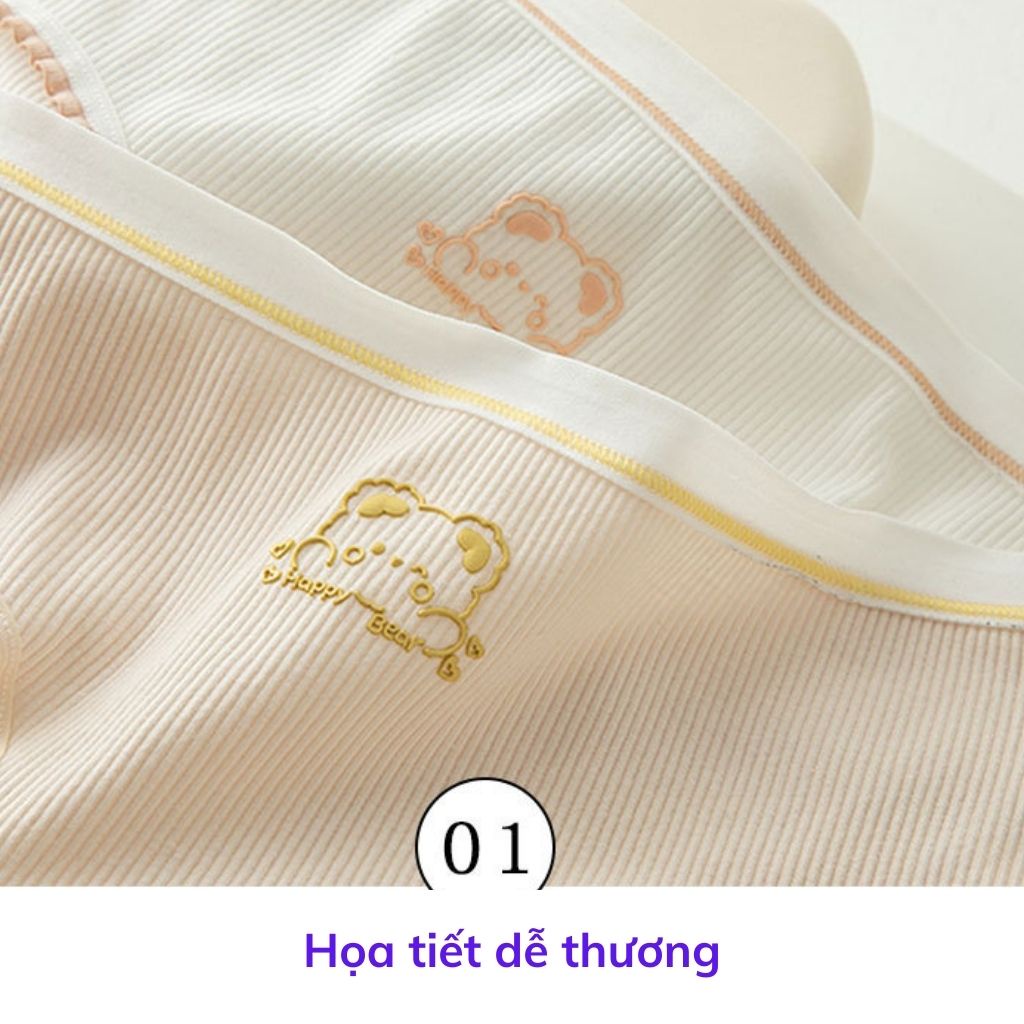 Quần lót nữ cotton gân tăm cao cấp kháng khuẩn khử mùi, Quần chíp nữ họa tiết gấu baby dễ thương và cute JOCOSI L144