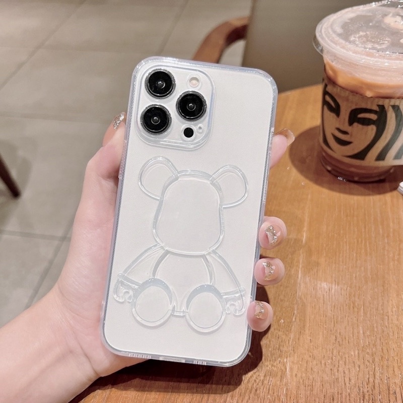 [Loại 1] Case ốp lưng gấu nổi iPhone bearbrick in nổi 3D trong suốt cho iPhone 14 13 12 11 XS X XR 6 6S 7 8 plus pro max