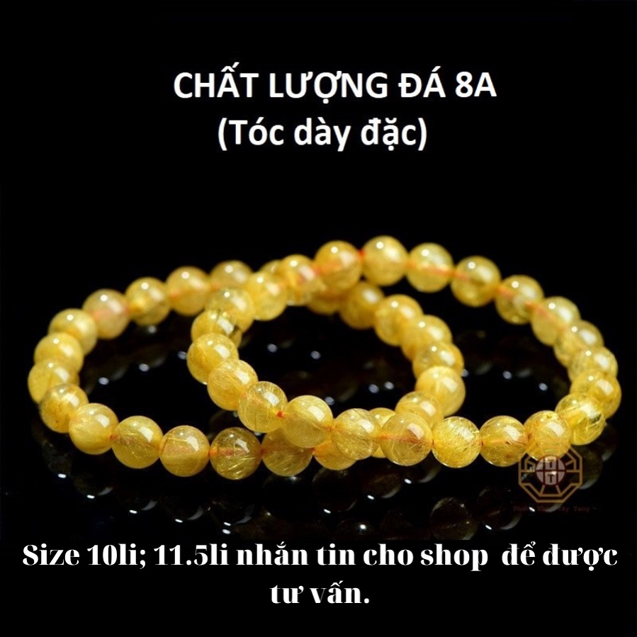Vòng Tay Phong Thủy Pha Lê Tóc Vàng Tự Nhiên  Nam Nữ Mệnh Thổ Kim - Phong Thủy Tây Tạng HCM