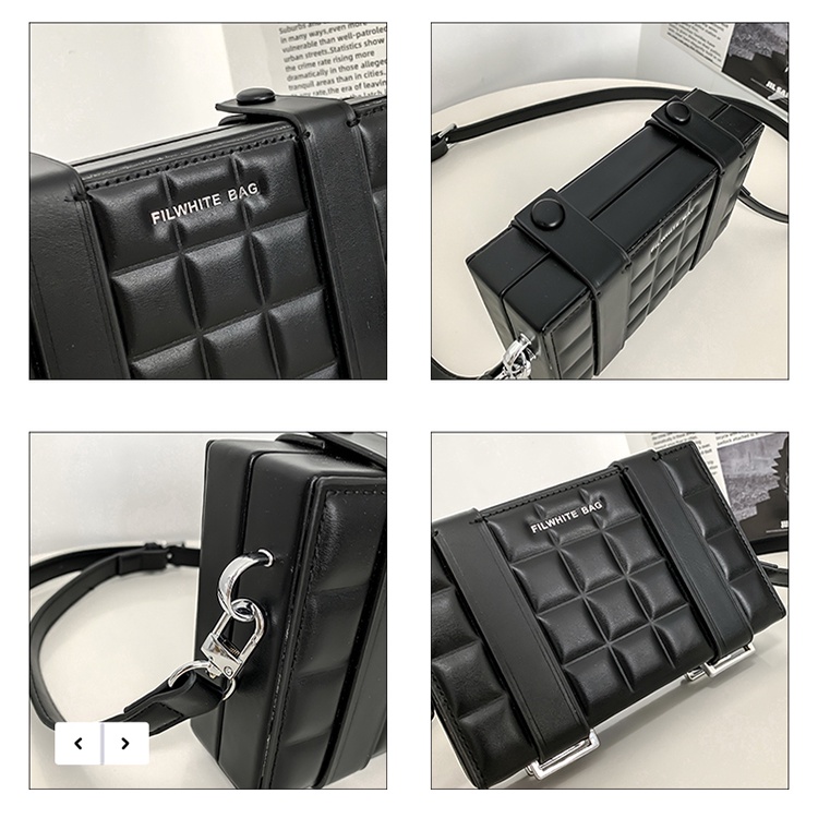 [MENSWEAR ELEGANT FARMER] Túi hộp da đeo chéo da hoạ tiết ô vuông phù hợp cho cả nam &amp; nữ (1018)