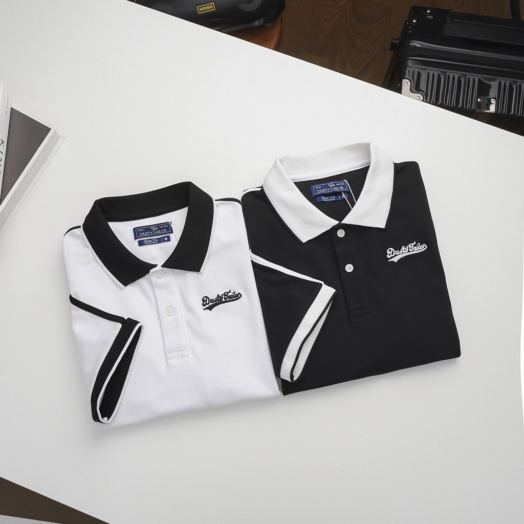 Áo polo Dusty Tailor chính hãng, thiết kế phối sọc độc đáo, vải cá sấu cotton 4c dày dặn cực bền màu, form áo slimfit