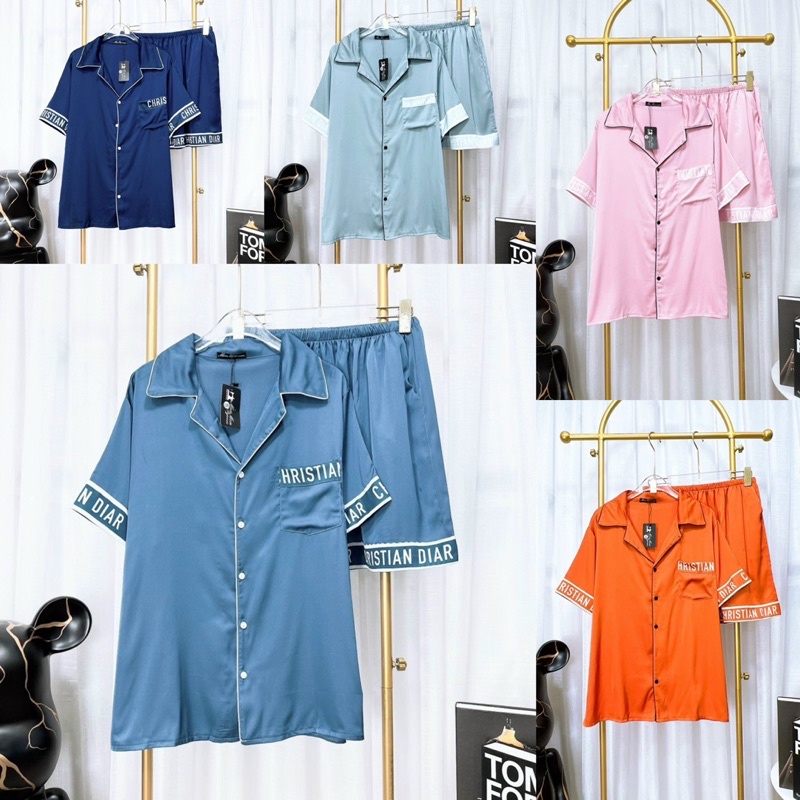 Đồ Bộ Pyjama Đùi Lụa Latin Trơn Cao Cấp Bigsize 65-80kg