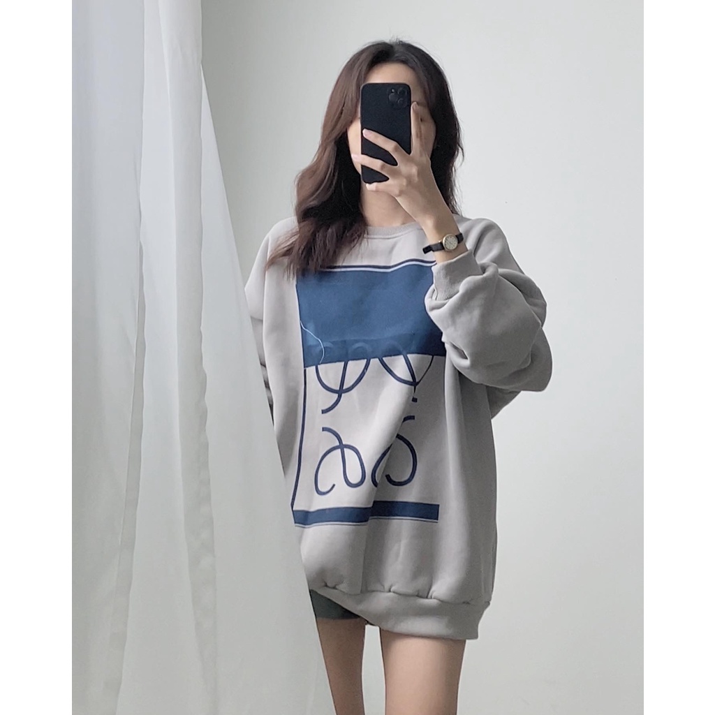 Áo Sweater In Hình Áo Sweater Nam Nữ Form Rộng Chất Cotton Nỉ Ngoại Hàng Xuất Cao Cấp Trơn Cổ Tròn Dài Tay - immin.h