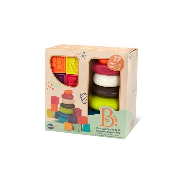 Đồ chơi Xếp chồng tháp vòng và gạch mềm B.toys - Battat phát triển kỹ năng vận động tinh cho bé từ 6 tháng