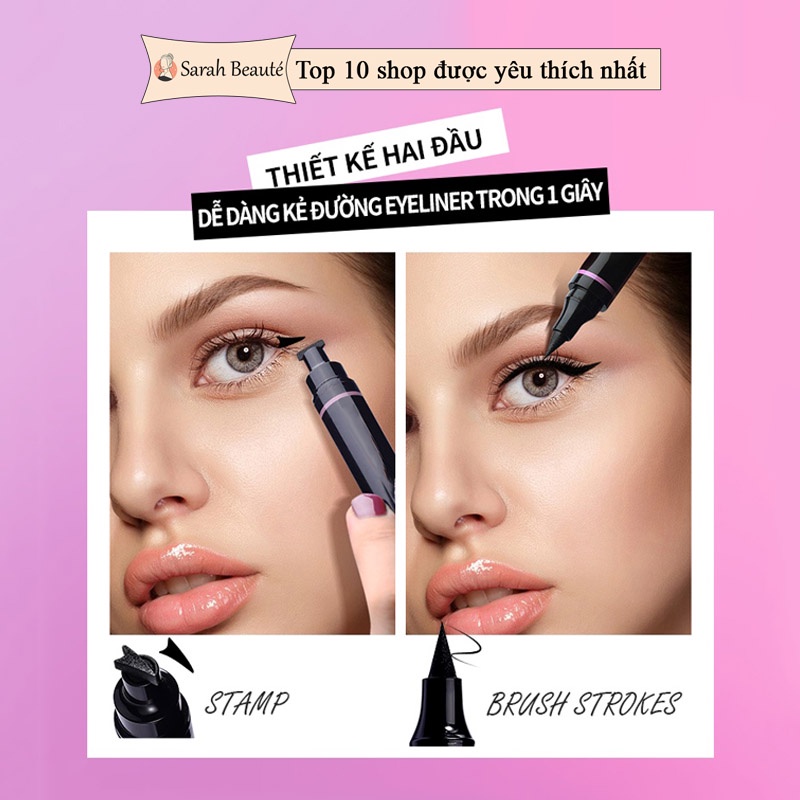 Bút kẻ mắt 2 Đầu Không Trôi, Không Lem Trang Điểm Chuyên Nghiệp , Bút kẻ mắt siêu mảnh - Sarah Beaute