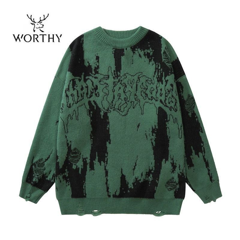 Áo Sweater Cổ Tròn Dáng Rộng Nhuộm Màu Thời Trang Thu Đông Cho Nam