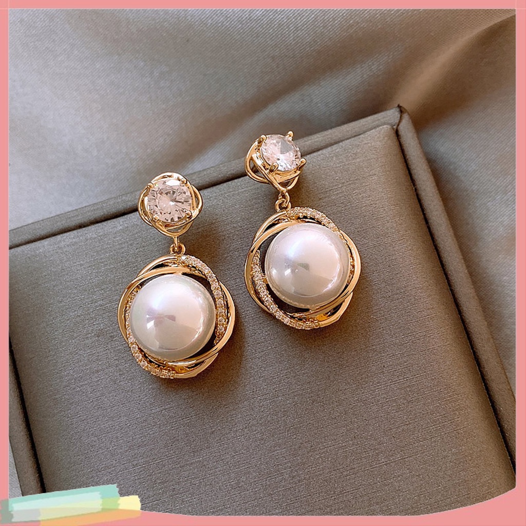 Đôi Khuyên Tai ĐíNh Kim Cương NgọC Trai Giả ThờI Trang Cho Nữ