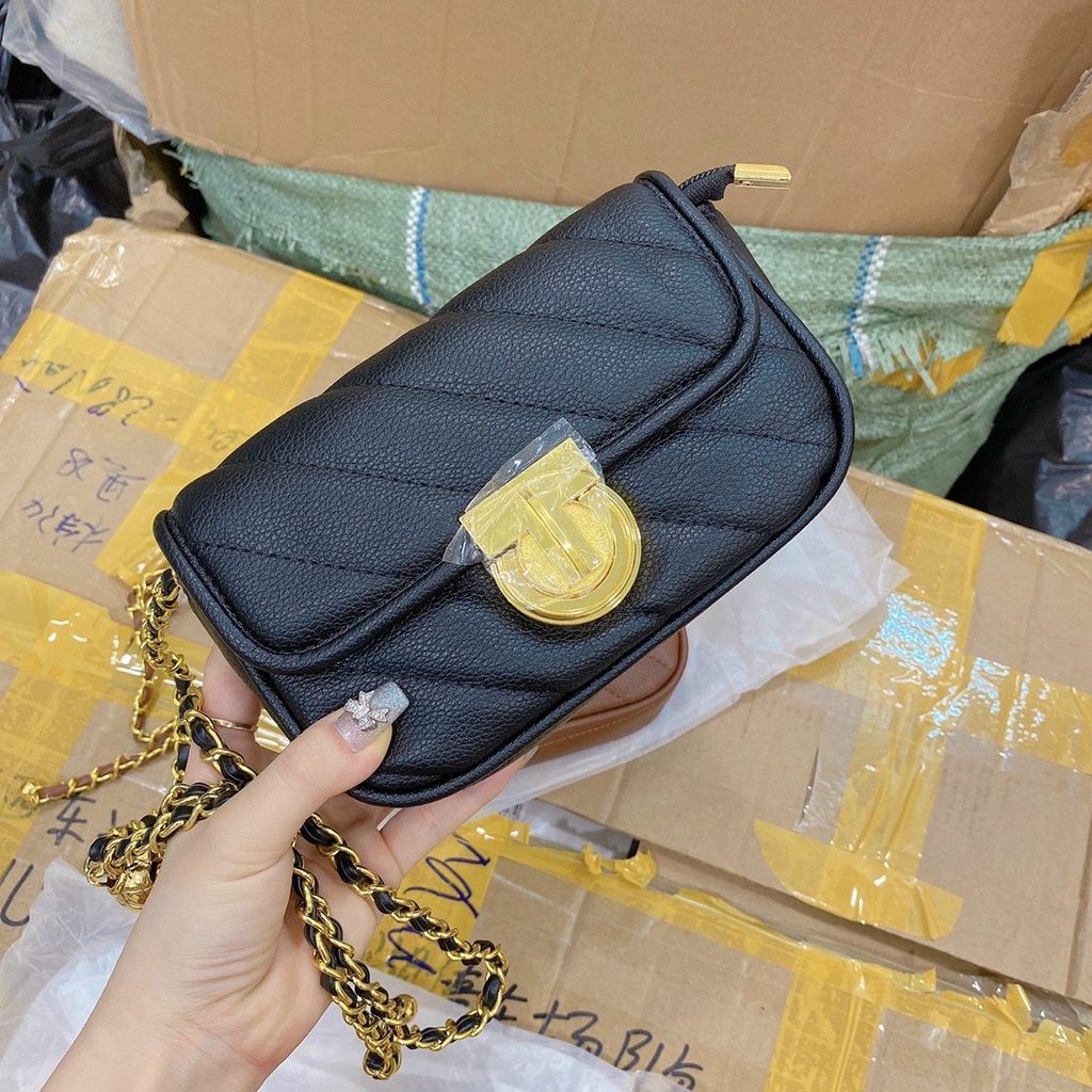 Túi đeo chéo da mềm khóa tròn kim loại JanSi dây đeo quả chuông size 18