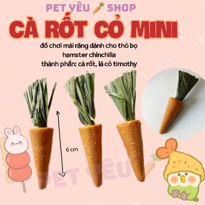 Cà rốt mài răng (2 cà rốt /20k) đồ chơi cho các bé thỏ bọ hamster 🦫