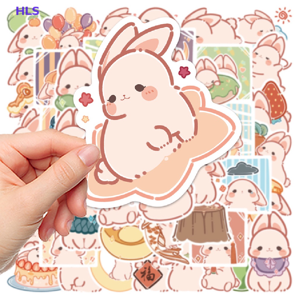 Set 50 Miếng Dán Trang Trí Hình Thỏ Hoạt Hình Nhật Bản Dễ Thương