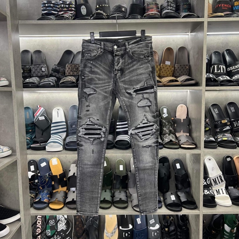 Quần bò Amiri likeauth xám vá đen 6705, jeans bò 4 cúc sịn chất chơi, Bin Store