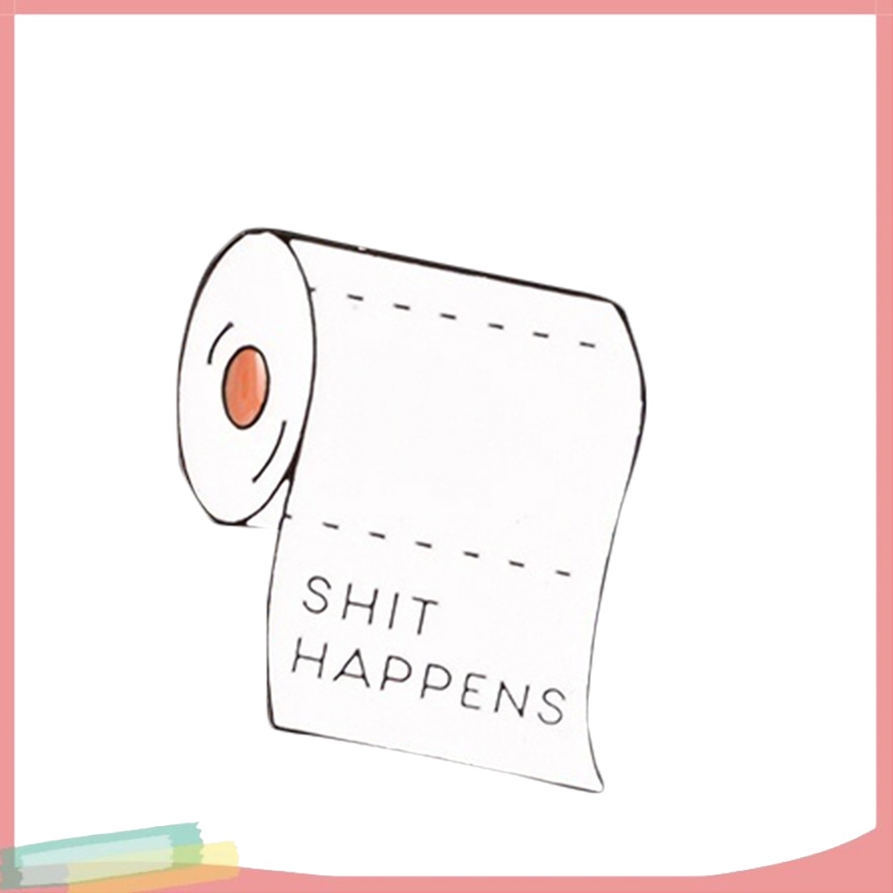 Ghim cài áo tráng men phong cách cuộn giấy in chữ vui nhộn LK