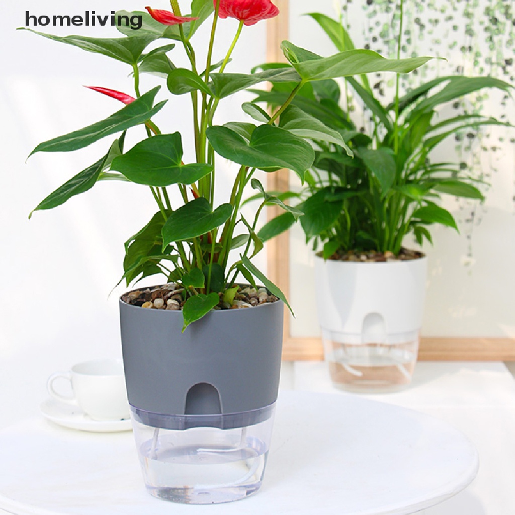 Chậu Hoa 2 Lớp Tự Tưới Nước Hình Tròn