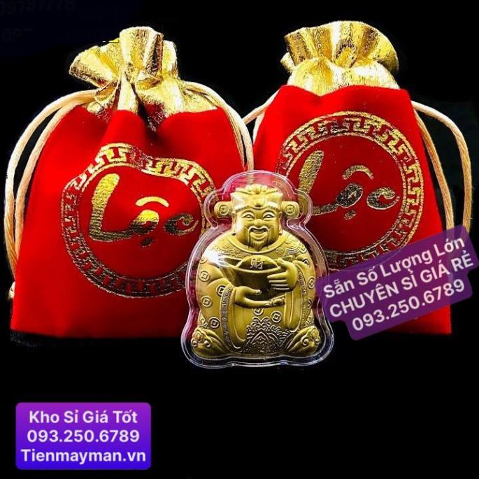 [VIP] Sỉ 100 Thỏi Vía Ông Thần Tài Mạ Vàng Kèm Túi Gấm Chữ Lộc, Phúc, Phong Thuỷ May Mắn , Siêu Rẻ