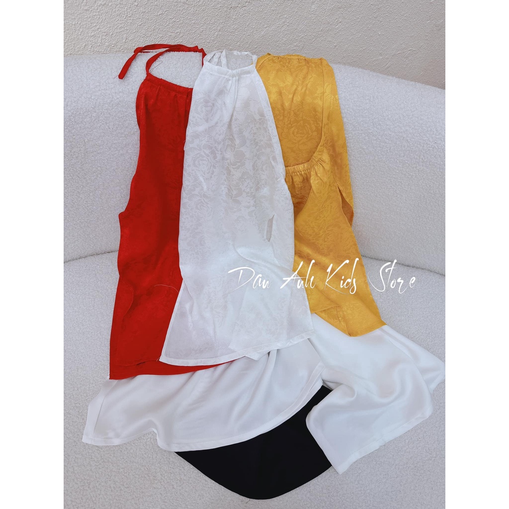 Áo Dài Cổ Yêm 3 Màu Cho Bé D.A.K