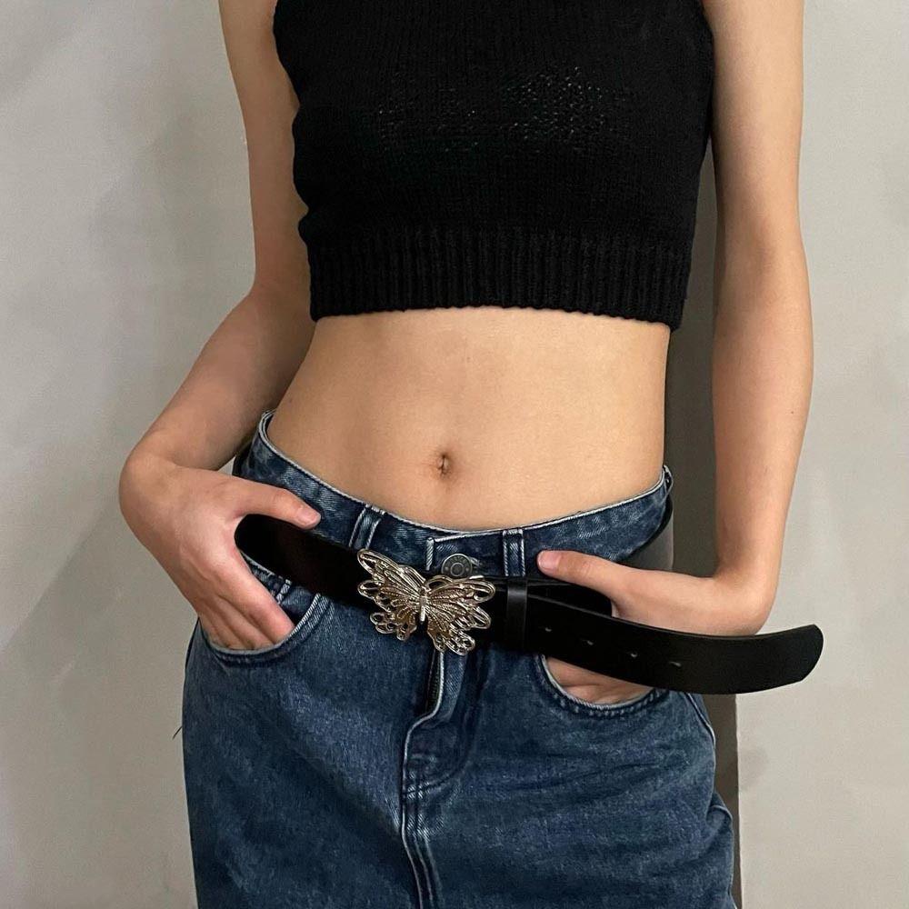 Thắt Lưng Da PU Bản Rộng Y2k Khóa Kim Loại Điều Chỉnh Được Phong Cách Punk Cho Nam Và Nữ