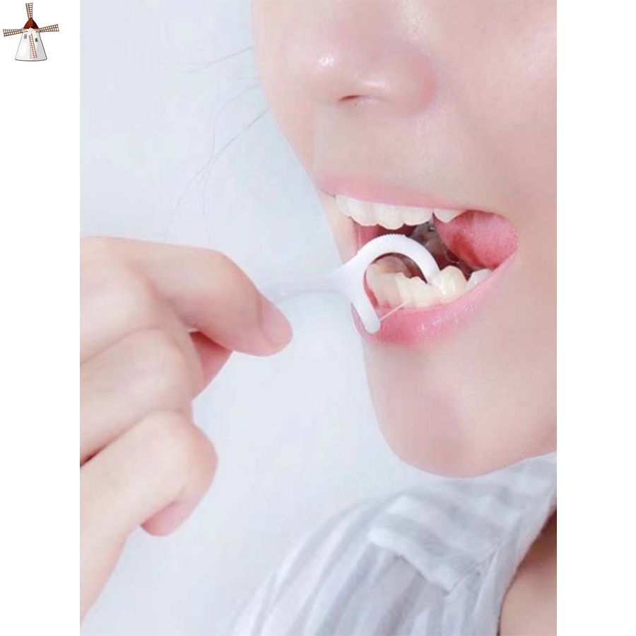 Tăm Chỉ Nha Khoa  Hộp 50 Cây  Sợi Chỉ Mỏng - Bền  Đầu Tăm Nhỏ Giúp Dễ Dàng Làm Sạch Kẽ Răng