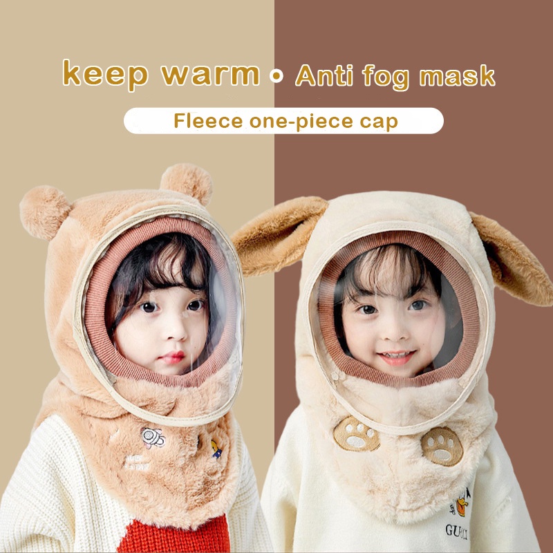 Mũ lông cừu trùm đầu. chống gió, che tai kèm kính 3 in 1 chống lạnh mùa đông cho mẹ và bé