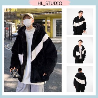 Áo khoác lông cừu nam nữ, áo lông 2 lớp lót nhung unisex có mũ siêu ấm G0182