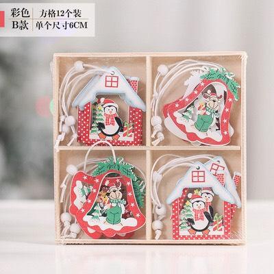 Set 12 món treo noel gỗ, combo 12 món trang trí cây thông noel, nhà cửa nhân dịp giáng sinh