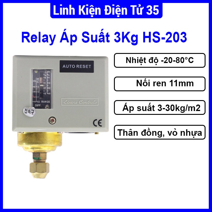 Sản phẩm Relay áp suất 3Kg HS-203 đóng mở áp suất/nhiệt độ chất lượng cao